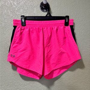 Under Armour Women's Neon Pink and Black Athletic Shorts